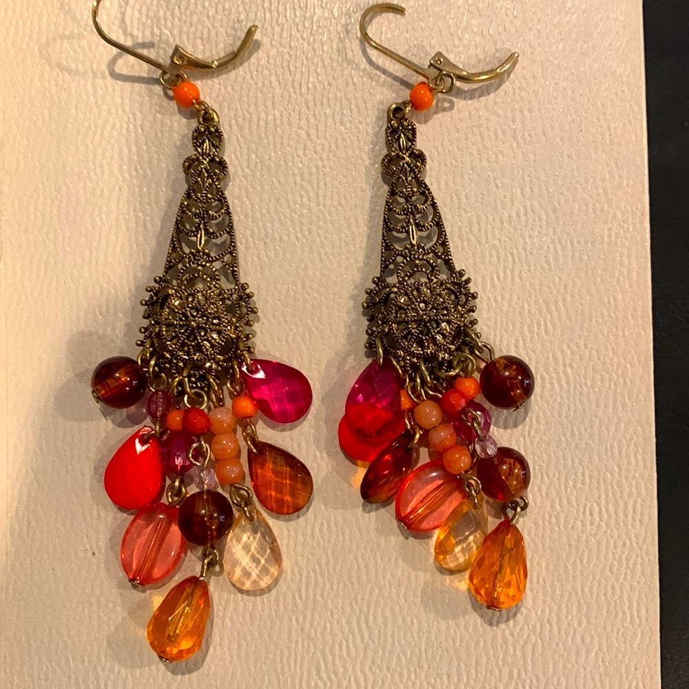 Costume vintage earrings multicolored pierced ears